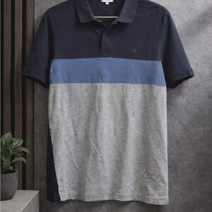 Calvin Klein Navy, Blue & Gray Colorblock Polo